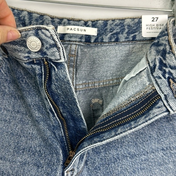 NEW PacSun ECO Dark Blue High Rise Denim Festival Jean Shorts Size 27 Cutoffs - Picture 8 of 16
